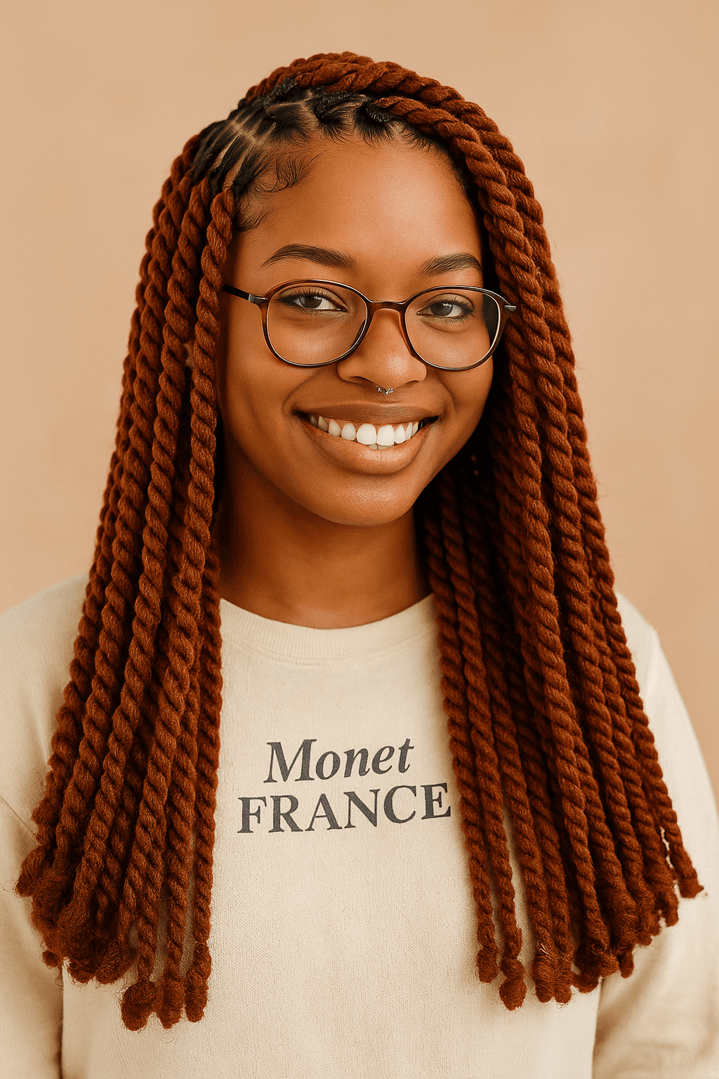 Smiling person with braids
