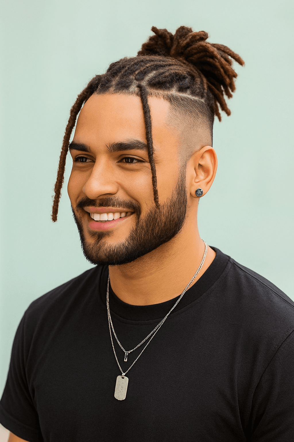 Smiling man with locs
