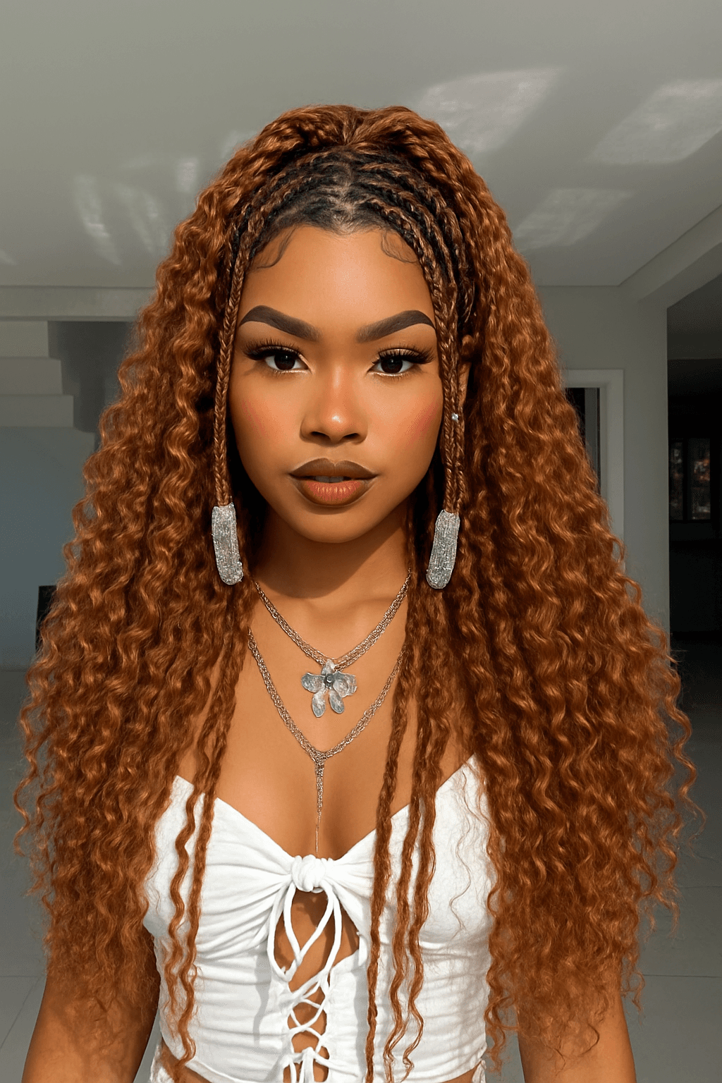 Woman with curly braids