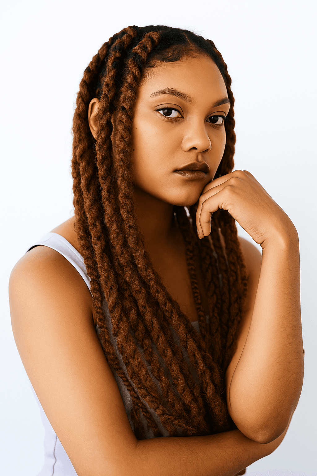 Woman with curly braids